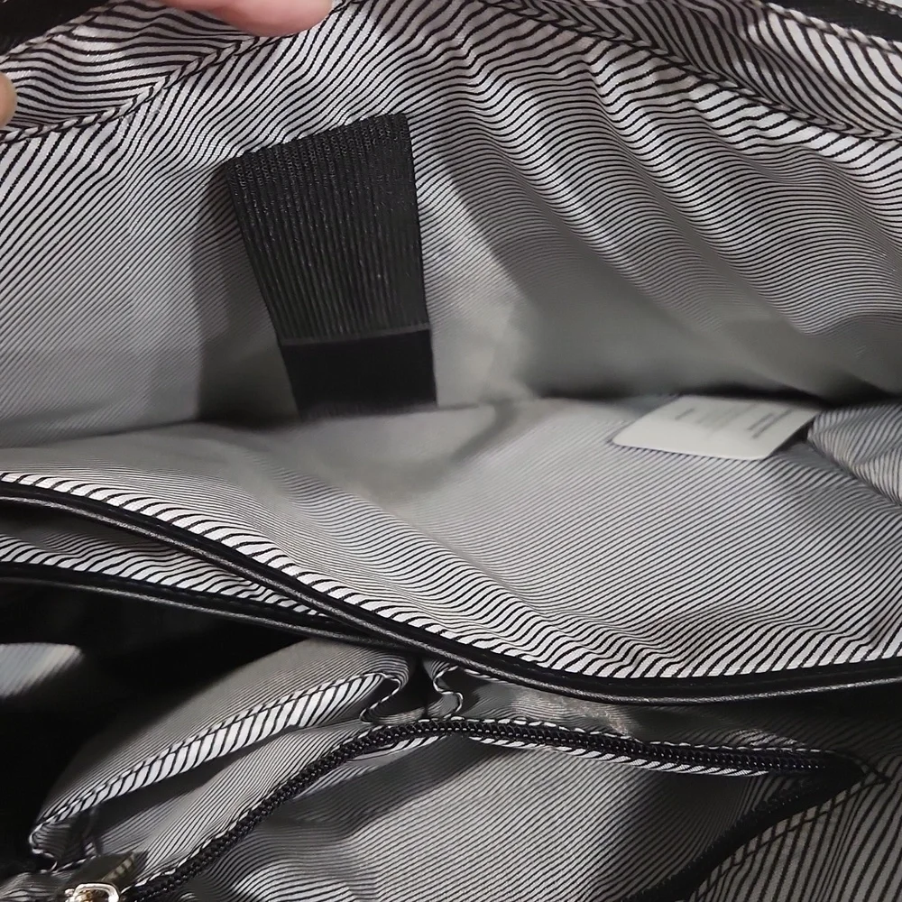 Kenneth Cole Black Quilted Chevron Laptop Travel Work Tote Bag NEVER USED